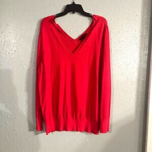 Lane Bryant women’s 18/20 red v neck Long Sleeve sweater Preppy Retro Soft Warm